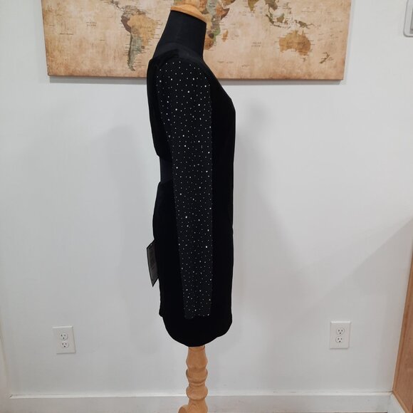 Velour dress w/ sparkling sleeves - City Studio brand - Picture 3 of 14